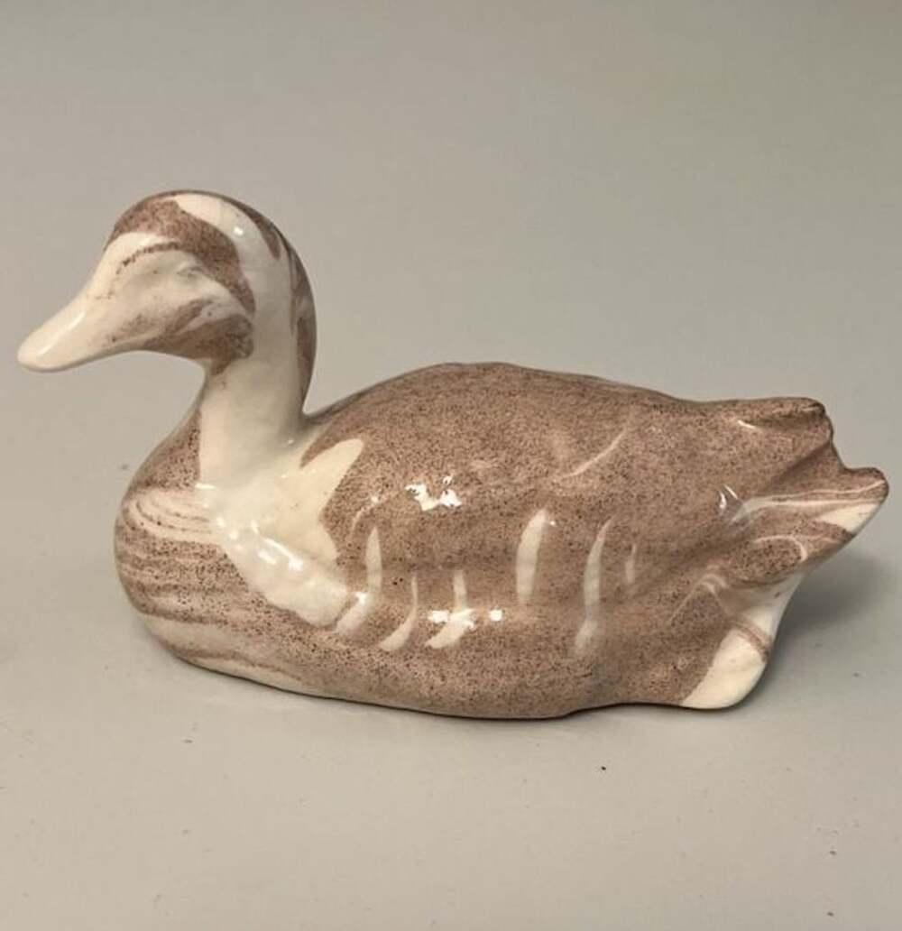 Mt St Helen Ash-Ware Duck Goose Marbled Figure Sculpture Hand USA